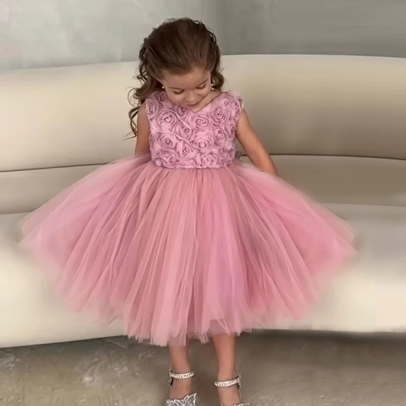 Elegant Princess Party Dress Flower Girl Dresses for Wedding Toddler 1st Birthdap Christening Dress Newborn Christmas Prom Gown