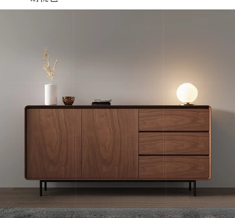 Cassettiera credenza in mogano, piano in marmo dal design moderno in legno