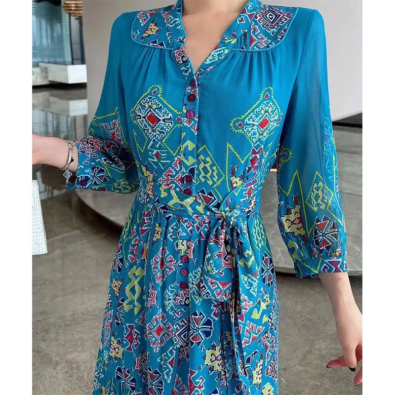 Fashionable and elegant printed design dress with exclusive style, noble and slimming women's clothing, high-qualit #096 C7-38