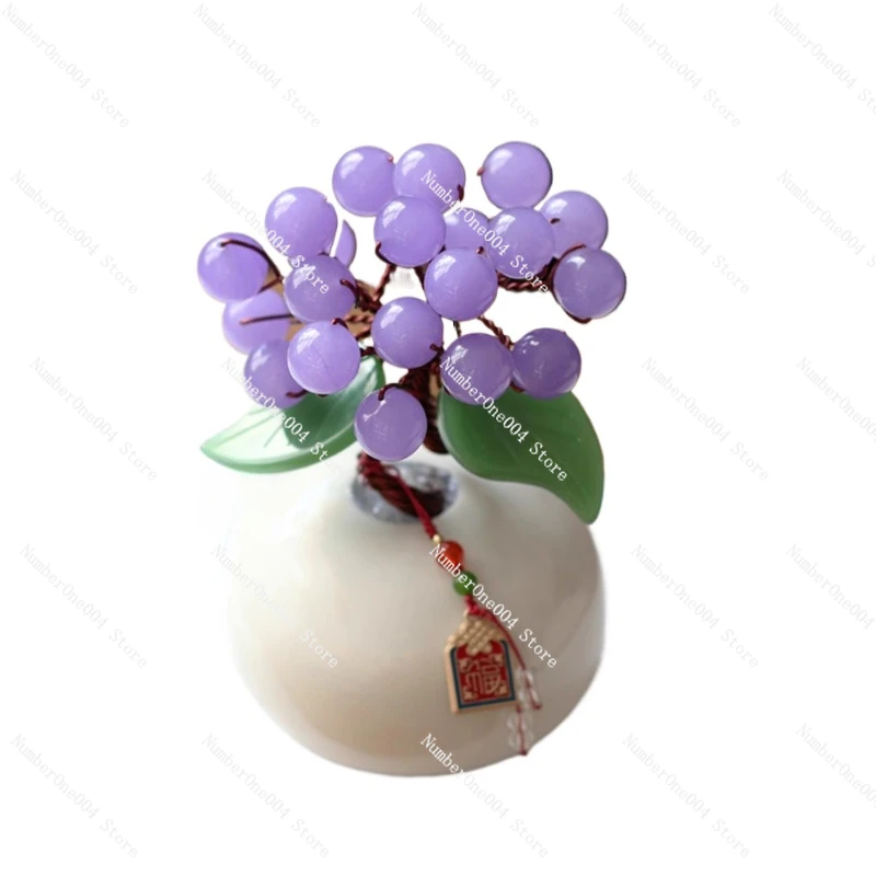 New Natural Crystal Purple Chalcedony Amethyst Fortune Tree Ornament Home Living Room Tabletop Ornament Crafts Fresh