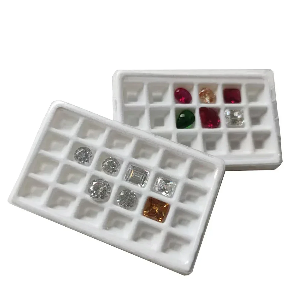 

8-10mm Diamond Jewelry Storage Box 18x24Grids Gems Display Case 10Pcs Gemstone Packaging Organizer Box Clear Diamond Cover Tray