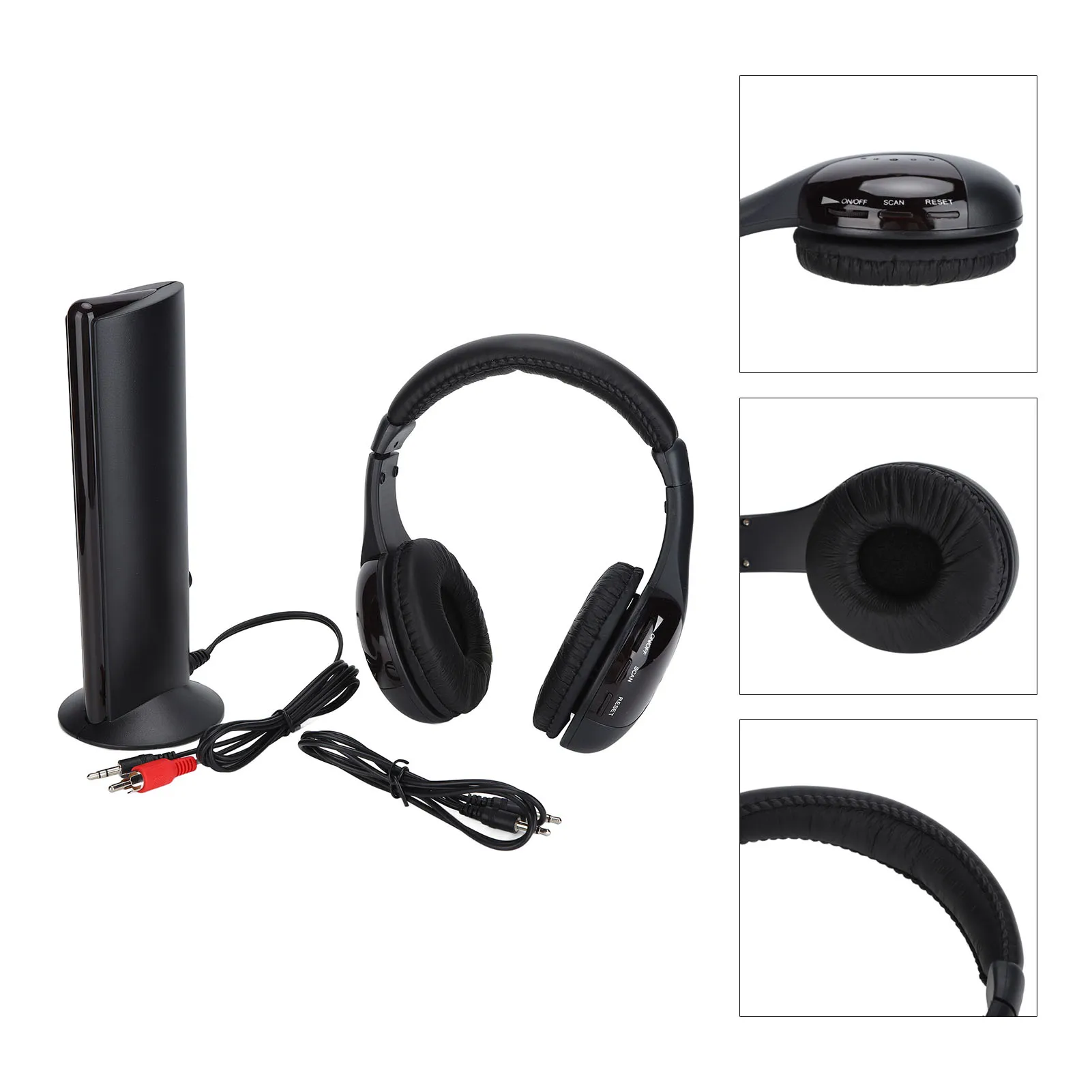 5 in 1 Wireless Headphones HiFi  Bass FM Radio Over Ear Headphones with Monitoring for PC TV Audio Device Audio Headphones