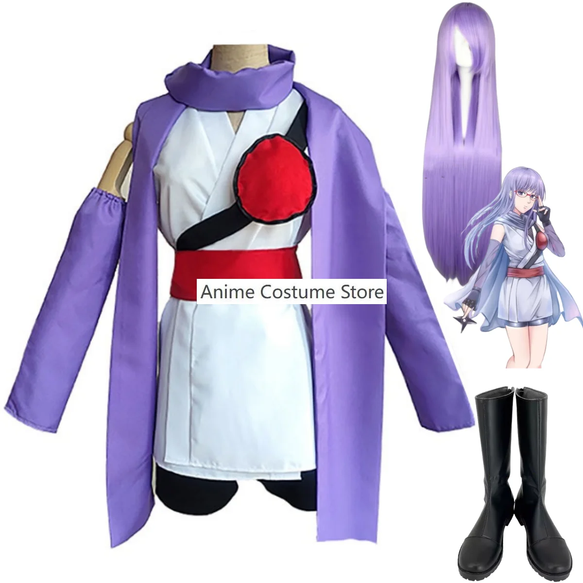 

Anime GINTAMA Sarutobi Ayame Cosplay Costume Wig Japanese Kimono Fighting Uniform Woman Sexy Carnival Masquerade Ball Suit