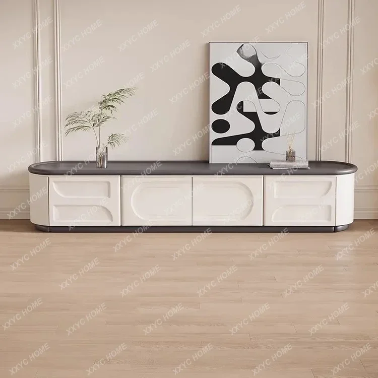 

Log cream wind TV cabinet Nordic modern simple living room home paint floor cabinet retractable