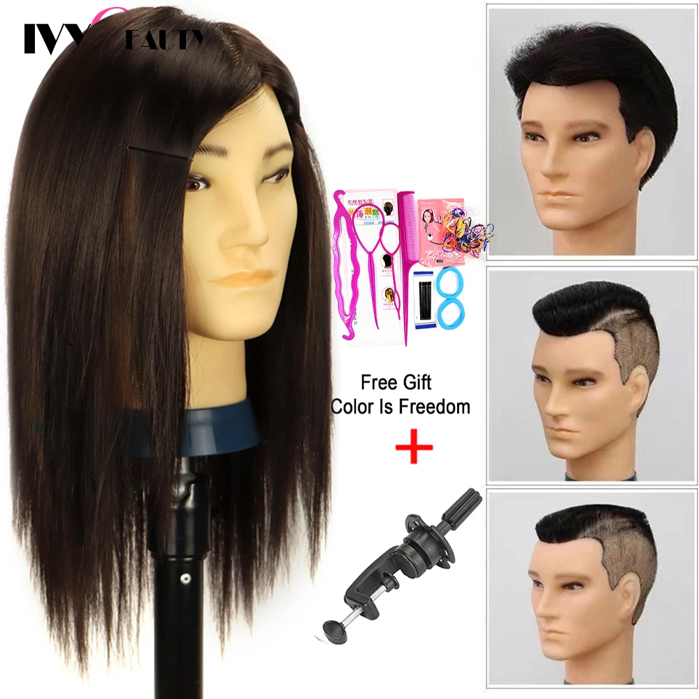 16Inch Male Mannequin Head For Hairdressers Hair Cutting Styling Cosmetology Manikin Head For Barber Shop And Cosmetology School