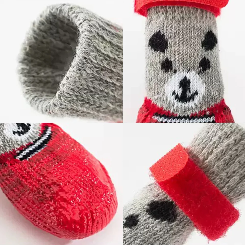 Dog Socks Warm Knit Socks for Cats and Dogs Waterproof Cat Shoes Scratch-proof Foot Covers Anti Scald Feet Pet Socks Teddy