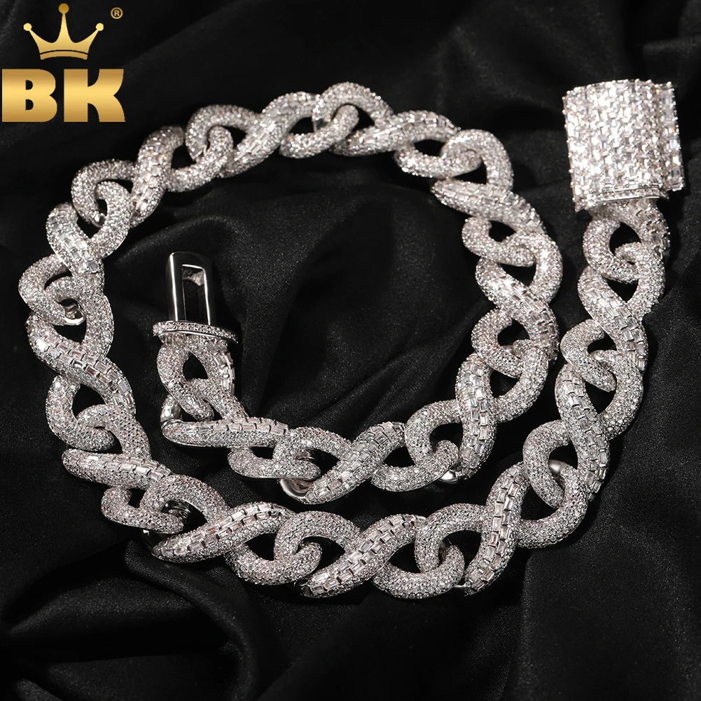 

THE BLING KING 16mm Infinity Chain Mix Round Baguettecz Miami Cuban Necklace Iced Out Cubic Zirconia Bracelet HipHop Jewelry