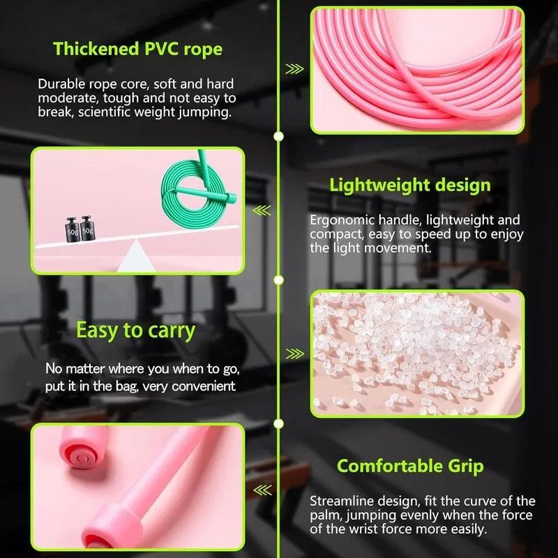 Pack PVC Speed Non‑Slip Jump Ropes, Adjustable Professional Fitness Skipping Ropes for Kids Students PE Exam, Indoor Outdoor Workout
