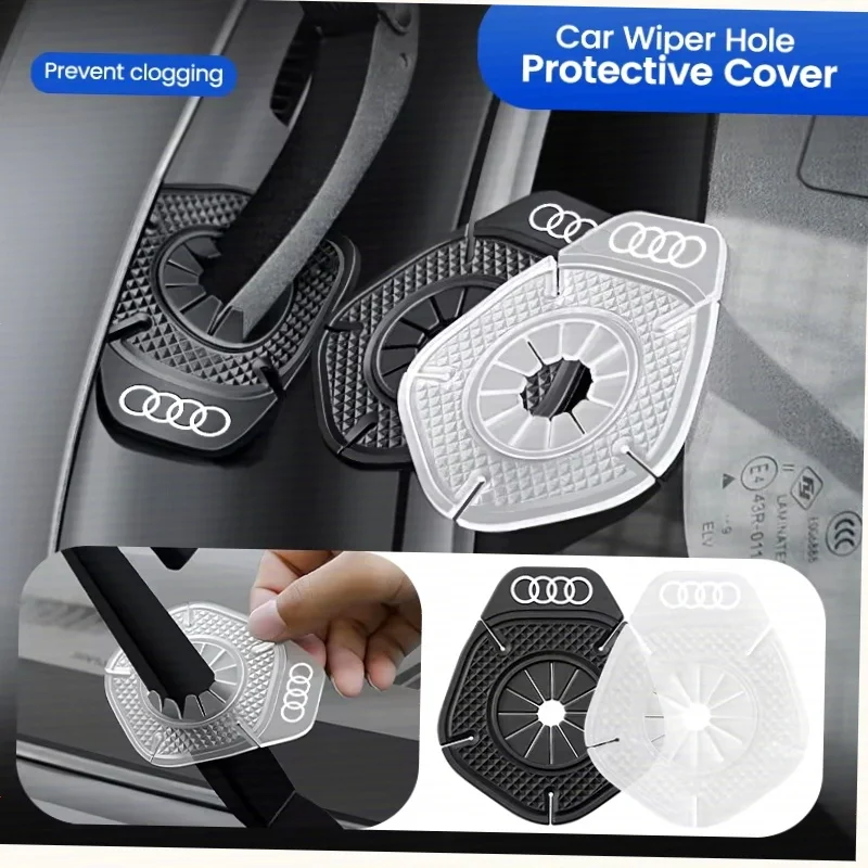 For Audi Sline QUATTRO RS A3 A4 B8 8P 8V B6 sticker Car Windshield Wiper Hole Protective Cover Wiper Dustproof Protection Bottom