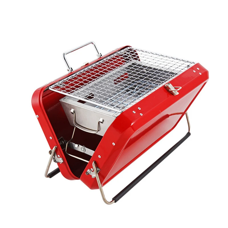 

Metal BBQ Briefcase Design Stainless Steel Mini Grill Portable Grills Outdoor Patio BBQ Camping In-Stock