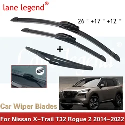 For Nissan X-Trail T32 Rogue 2 2014-2022 Car Front Rear Wiper Blades Soft Rubber Windscreen Wipers Auto Windshield 26