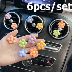 6pcs/set Flower Car Outlet Vent Perfume Clips Air Freshener Diffuse Small Daisy Air Conditioning Clip Car Interior Decoration