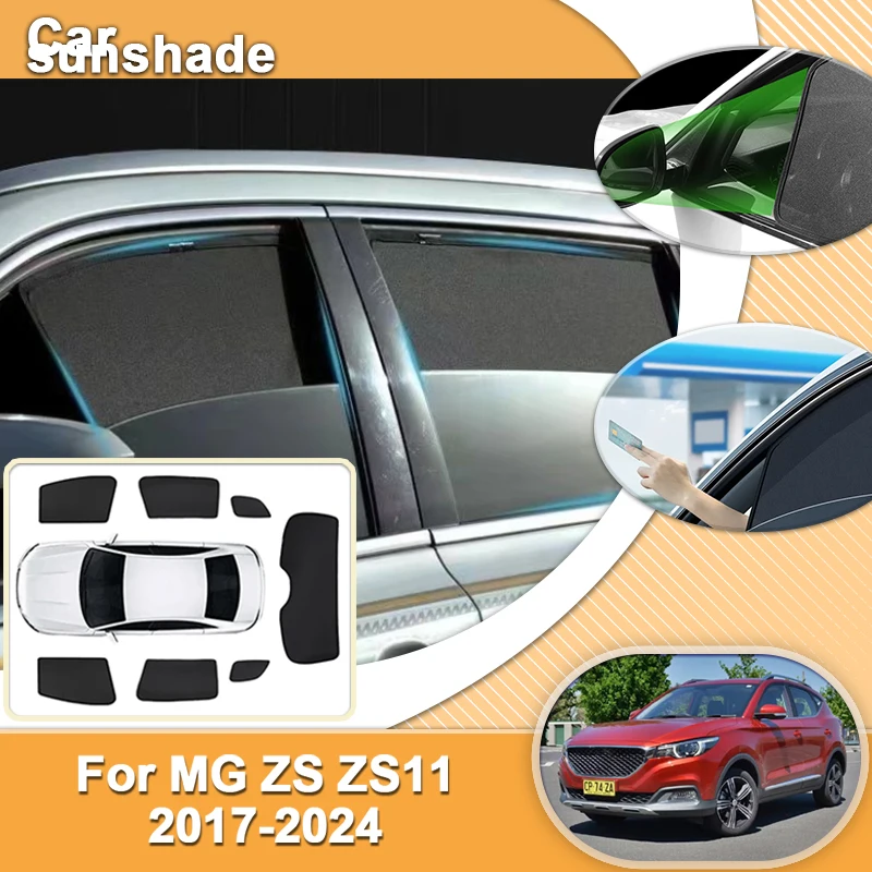 

For MG ZS MK1 ZX ZST Astor 2017-2024 Car Magnetic Sunshade Windshield Curtain Side Window Sun Shade UV Protection Accessories