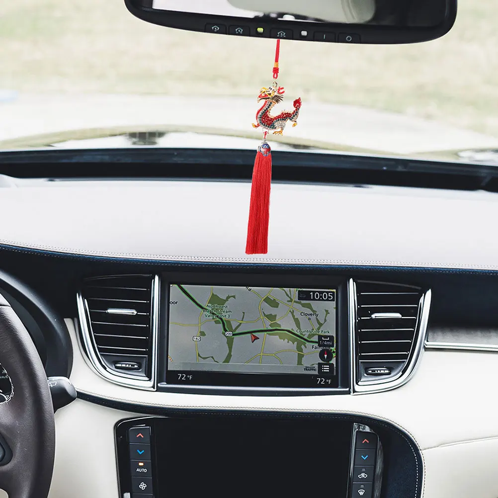 

2pcs Dragon Pendant Tassel Car Ornaments Rear View Mirror Decorations Chinese Style Zinc Alloy Hanging Accessories