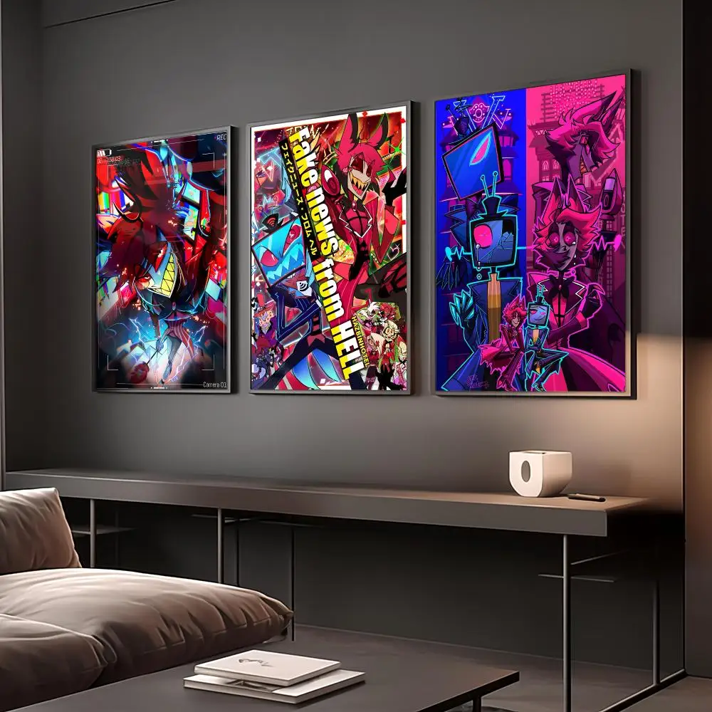 Anime H-Hazbin Hotel Alastor Poster Reteo Wall Art Aesthetic Room Decor Print Living Room Bedroom Home Decoration