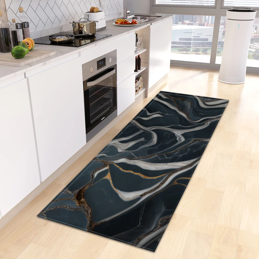 Marble Kitchen Rug Entrance Doormat House Bathroom Non-Slip Foot Mat Custom Bedroom Floor Hallway Living Room Decoration Carpet