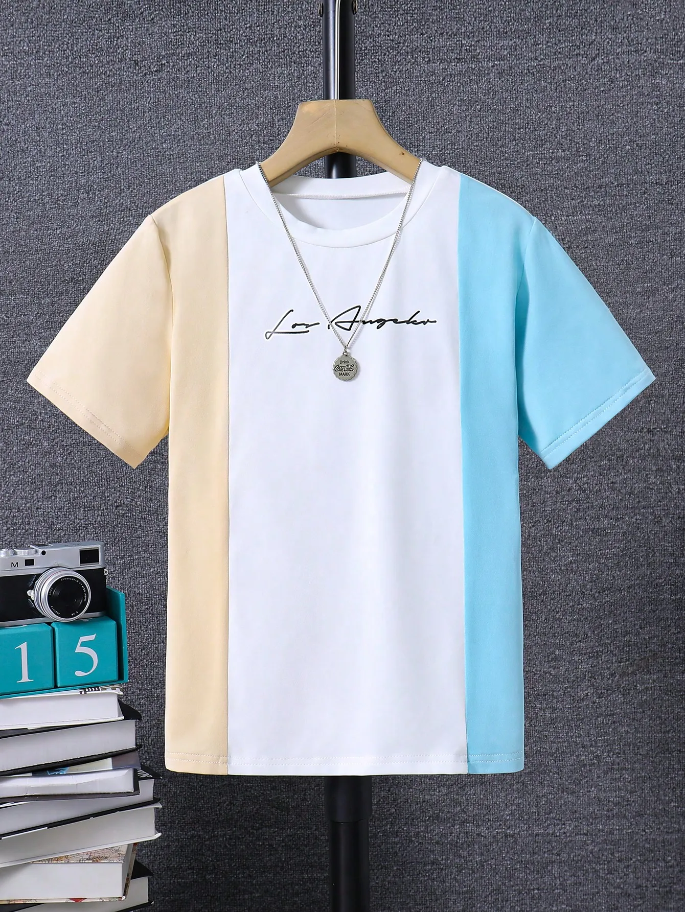 Short Sleeved T-Shirt For Boys Aged 7-13, Contrasting Colors In Summer, Fashionable And Affordable Children\'s Casual Top