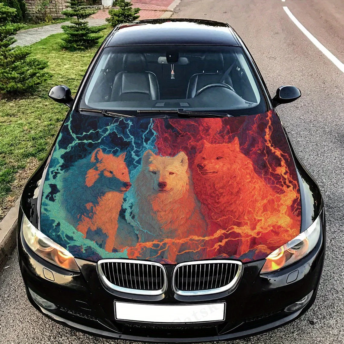 

Three Wolves Car Hood Decal Sticker, Truck Sticker, Self-Adhesive Long-Lasting Car Accessories, Suitable For Car, Truck Hood Orn