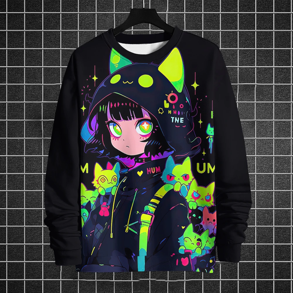 Erkekler için sonbahar kazak Hoodies kazak 3d baskı Anime uzun kollu T-Shirt sokak Hip-Hop boy kadınlar erkek giyim