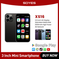 Original SOYES XS16 Mini Smartphone Phone 4G LTE 3GB+64GB 3Inch Cellphone Android10 2000mAh 5MP Dual SIM Mini Telephone Portable
