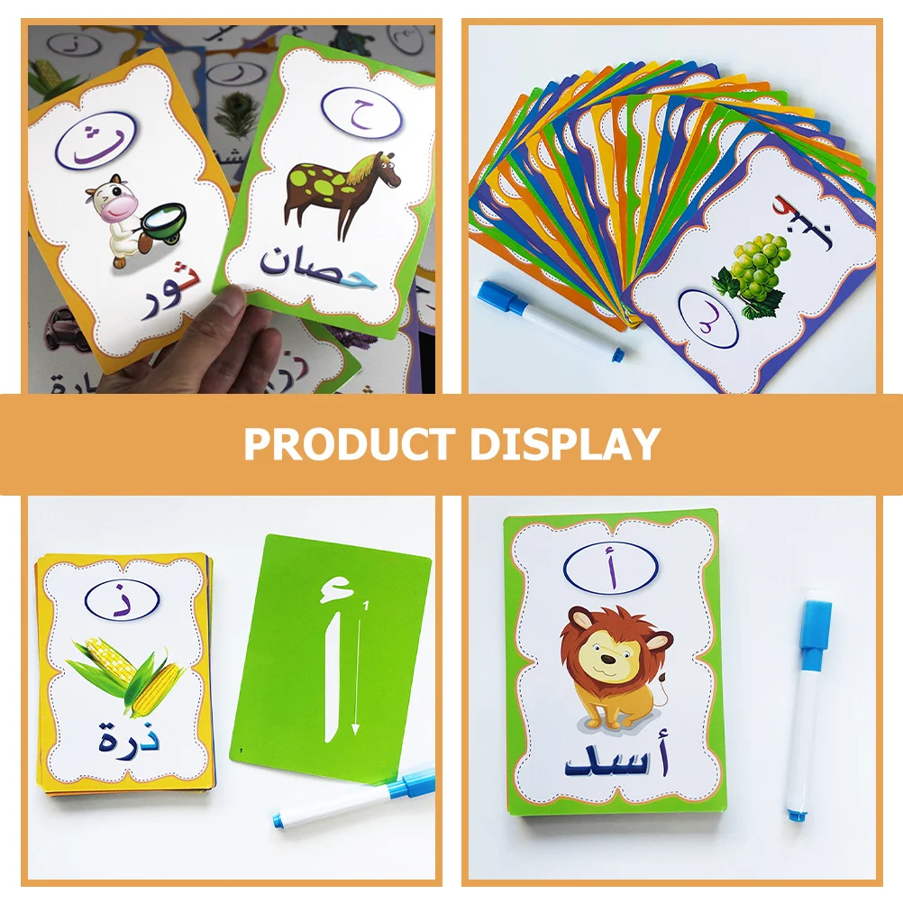 1Set Parole arabe Schede Flash Bambini Apprendimento educativo Sviluppo visivo cognitivo Schede Flash Gioco di parole arabe per la scuola materna