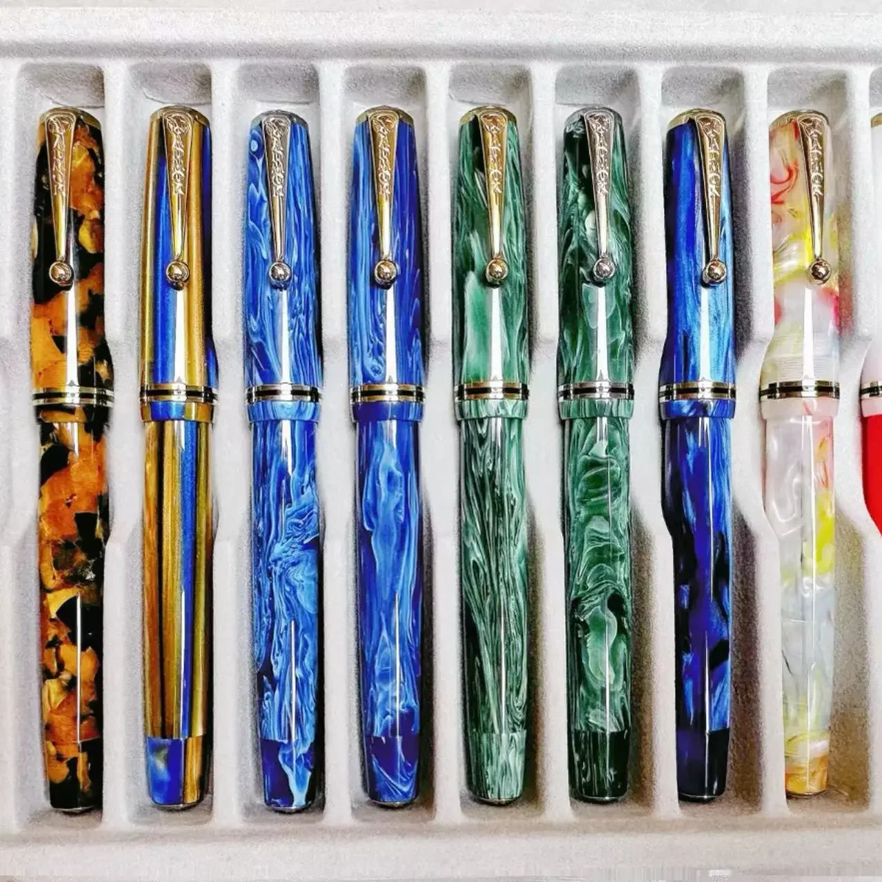 Hot ADMOK 28 Acrylic Classic Replica Gold Star 28 Fountain Pen No.6 Schmidt Nib Water Piece Button To Ink Business Writing Gifts
