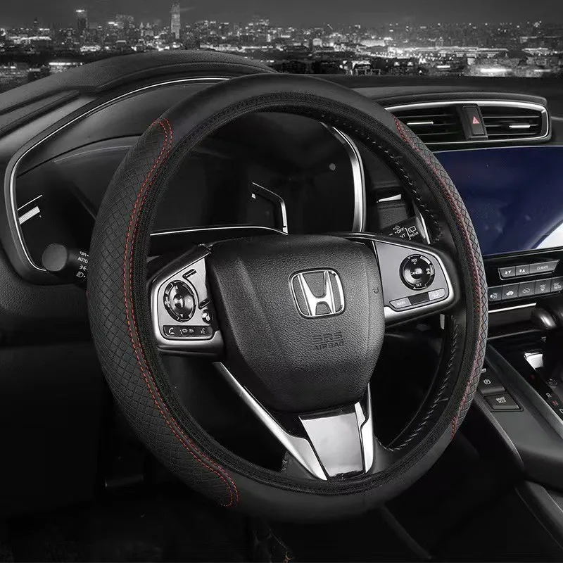 37-39cm Car Steering Wheel Cover Skidproof Auto Steering- Wheel Cover Anti-Slip Embossing Leather Car-styling Car Accessories