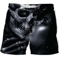 Pantalones cortos de playa con estampado 3D de calavera para hombre, Shorts deportivos informales para hombre, pantalones cortos cómodos para surfear, pantalones de Hip Hop, verano, nuevo