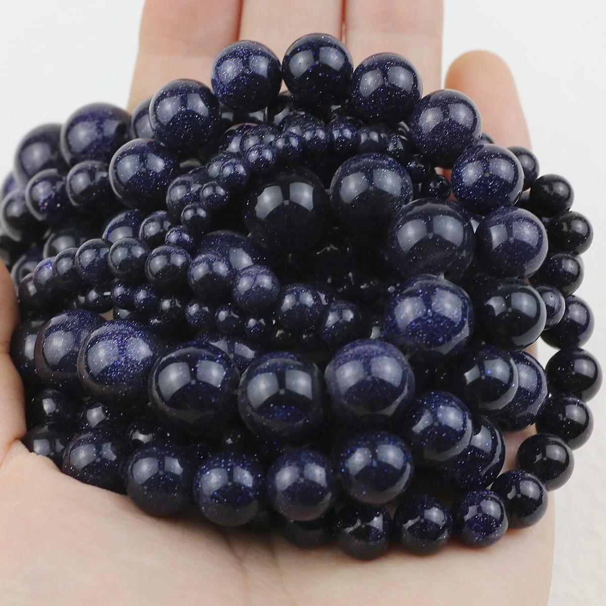 Natural Blue Sand Stone  Dark Blue Loose Spacer Round Beads For Jewelry DIY Handmade Bracelet Earrings Accessories 4/6/8/10/12mm