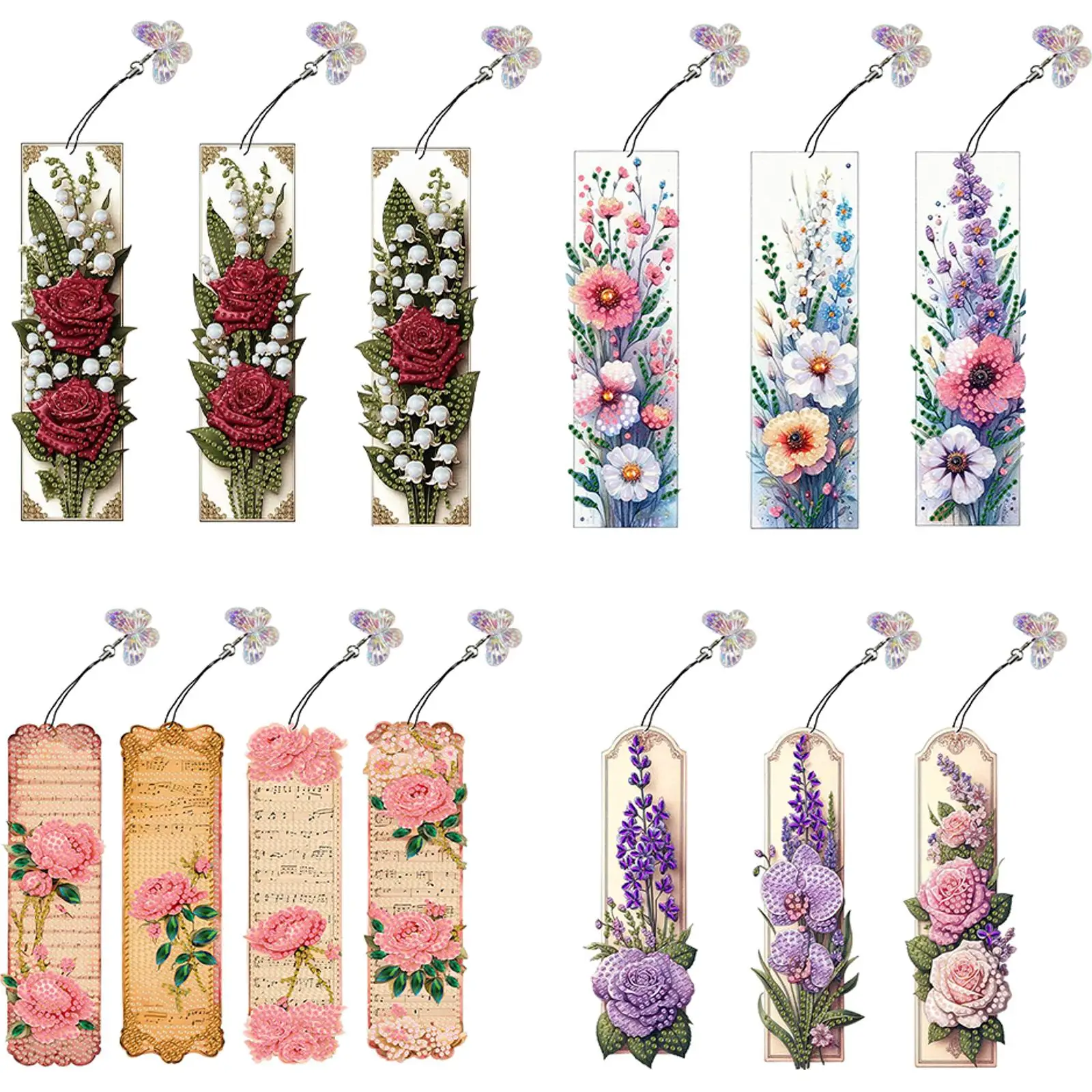 

3 шт. цветочные узоры «сделай сам» с подвесками-бабочками, алмазные закладки, художественные проекты для самостоятельного изготовления начинающих, товары для рукоделия для взрослых