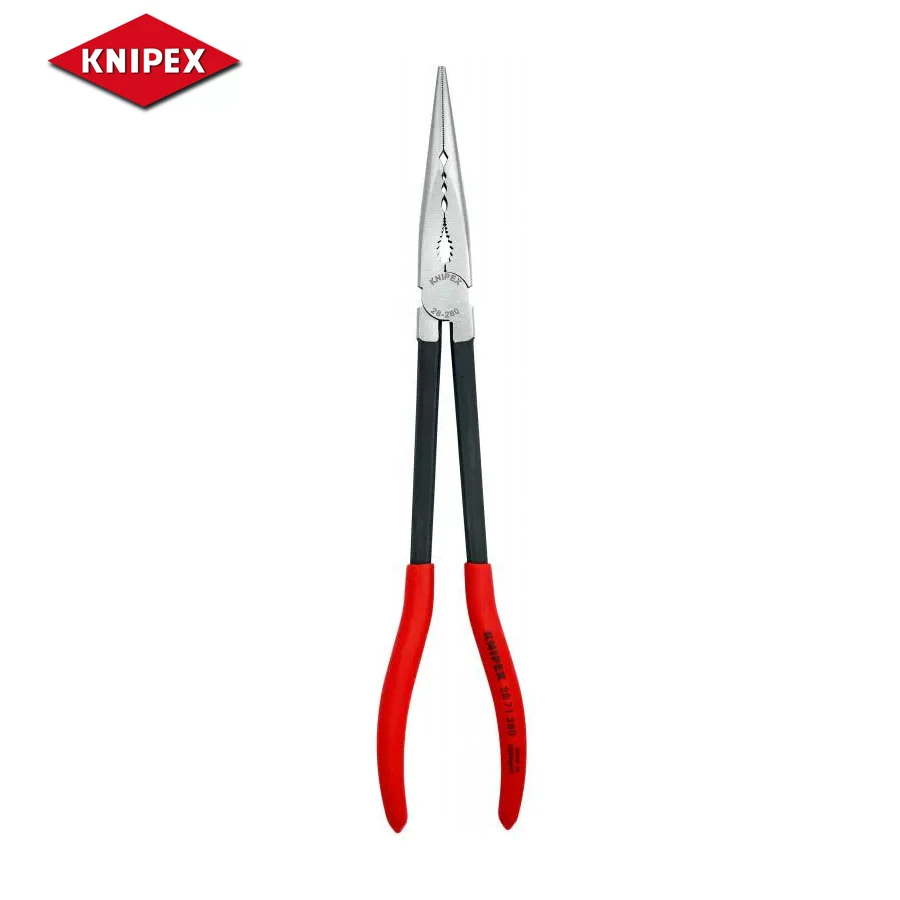 

Knipex 28 71 280 Long Reach Needle Nose Pliers 280mm Transverse Profile Jaw Serrated Pipe Grip To Grip Round Parts