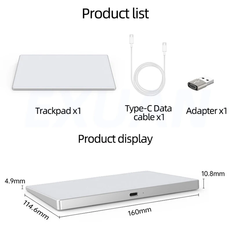 Imagem -06 - Laptop Touchpad para Mac Operação Multi-finger Reconhecimento Sensível Tipo-c Suporta Touchpad Touchpad 134g