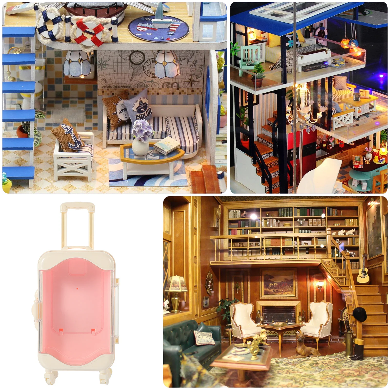 Mini Koffer Draagbare Simulatie Reisbagage Voor Kinderen Fantasiespeelhuis Accessoires Miniatuur Meubels Speelhuisje