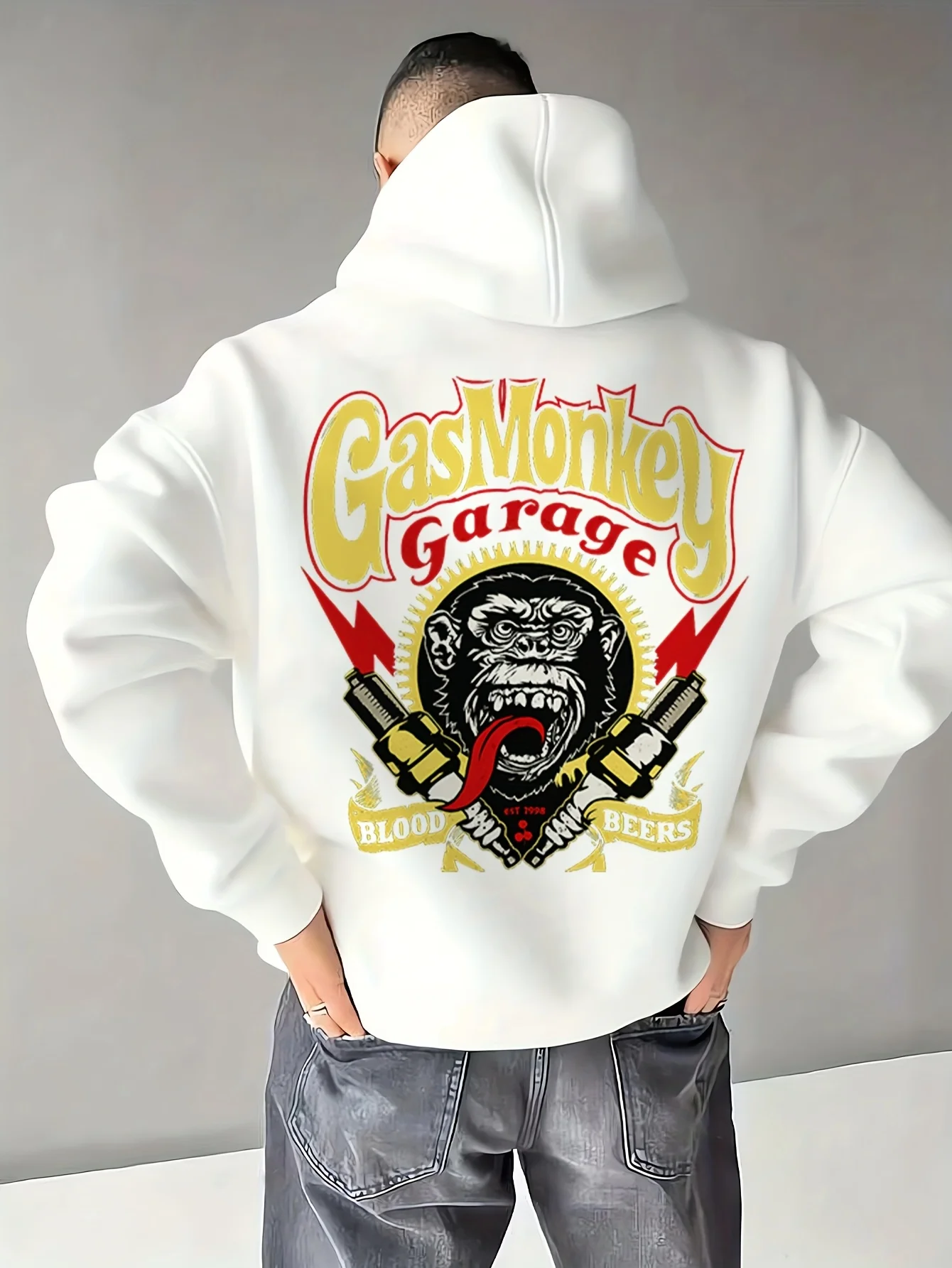 

CLOOCL Men's Personalized Automotive Culture Print, Men's Hooded Sweatshirt, Fashionable Autumn and Winter Clothing