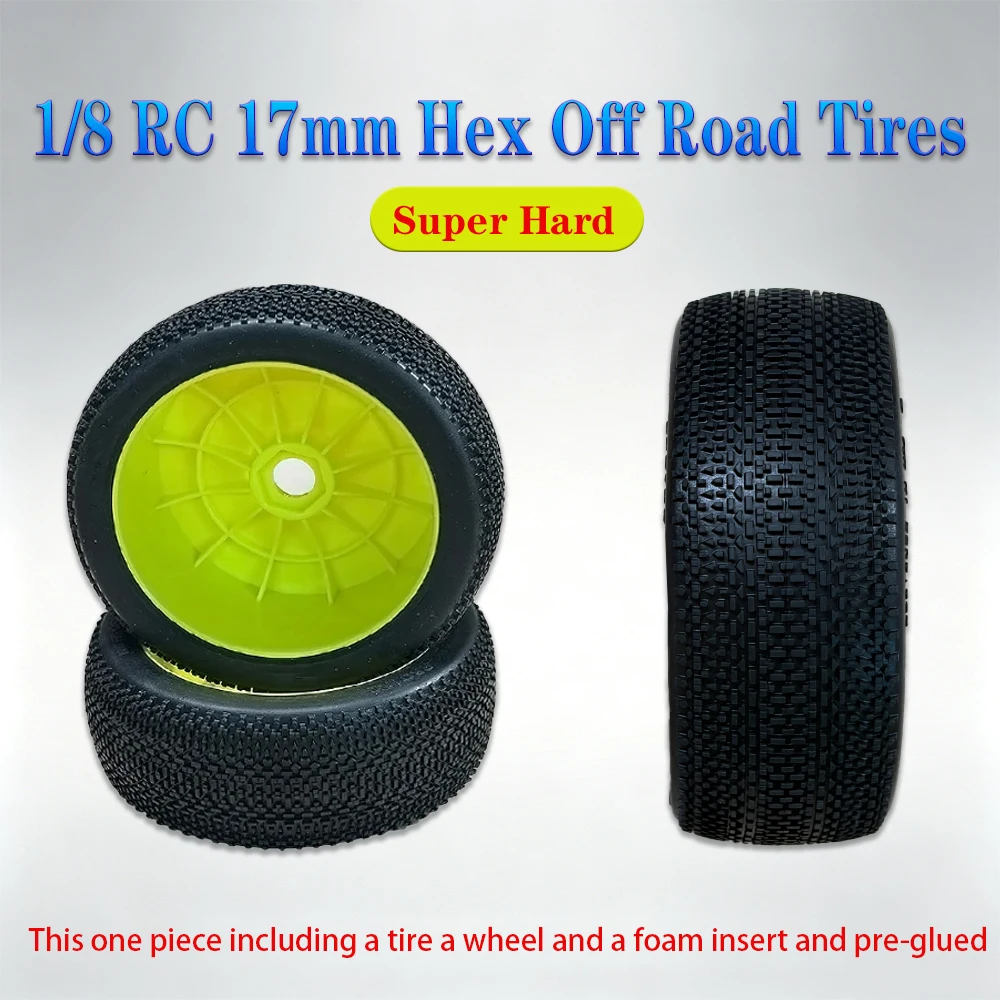 Yufung 4pcs 1/8 RC BUGGY Tires Super Hard 17mm Hex Model F804 For Pre-glued TIRES ARRMA Traxxas Redcat Losi Kyosho