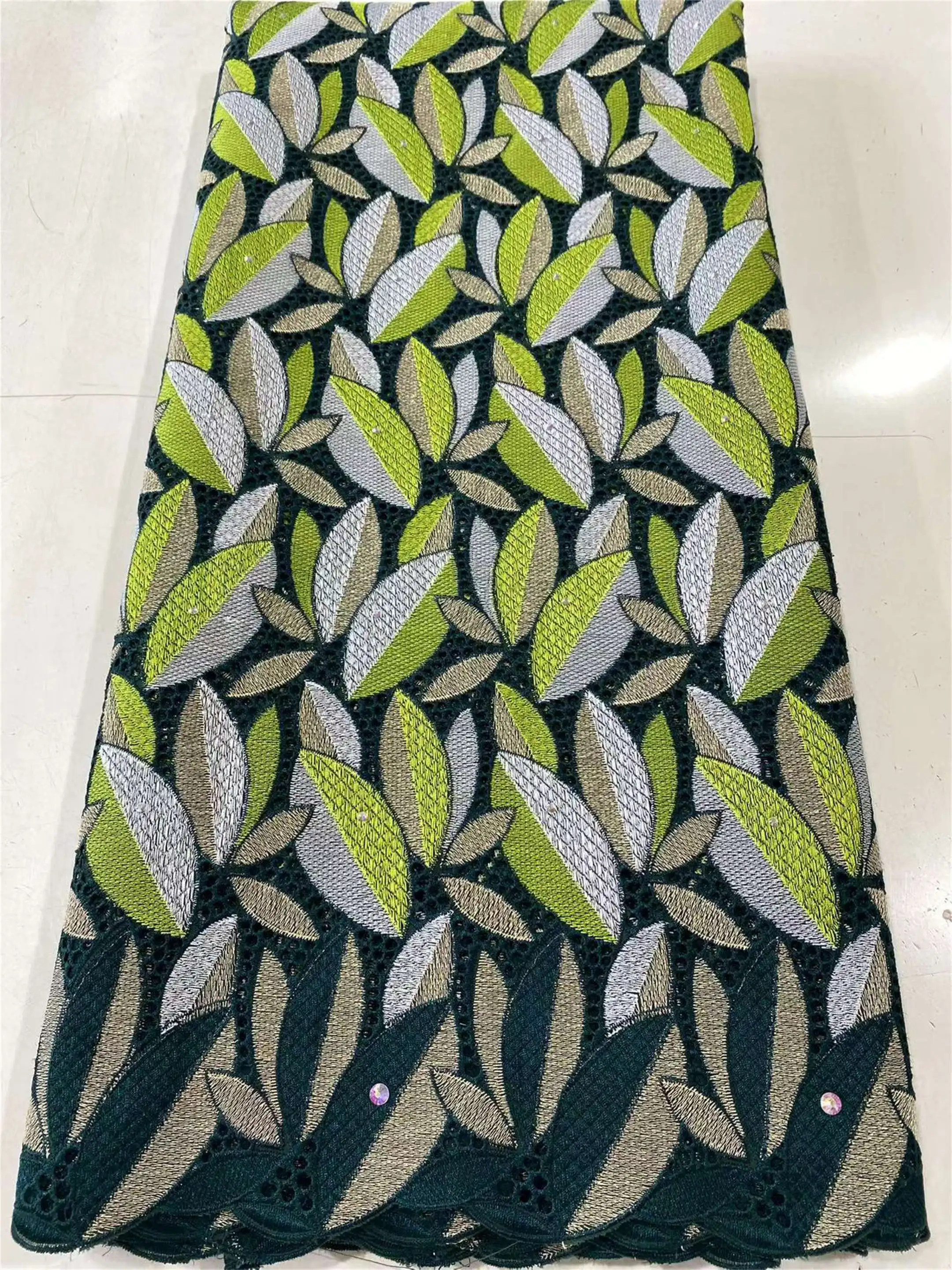 Swiss Voile Lace Fabric with 3D Flower Applique And Stones - Super Quality African Wedding Dress Lace