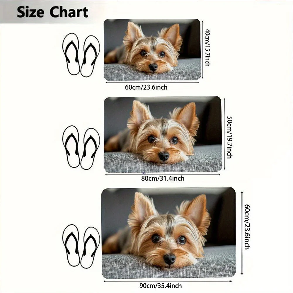 Yorkshire Terrier Puppy Doormat - Adorable Dog Non-Slip Floor Mat for Bedroom & Kitchen - Washable Holiday Decor Carpet Rug