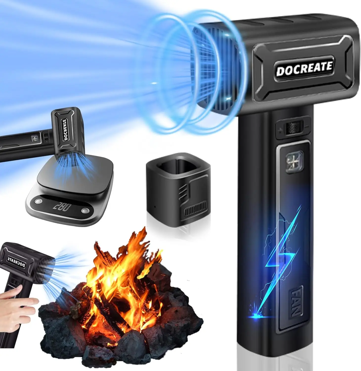 

Cordless Leaf Blower Handheld, Violent Turbofan with Battery and Charger, 60000RPM Turbo Fan 64MM Culvert, Leaf Blowers for Blow