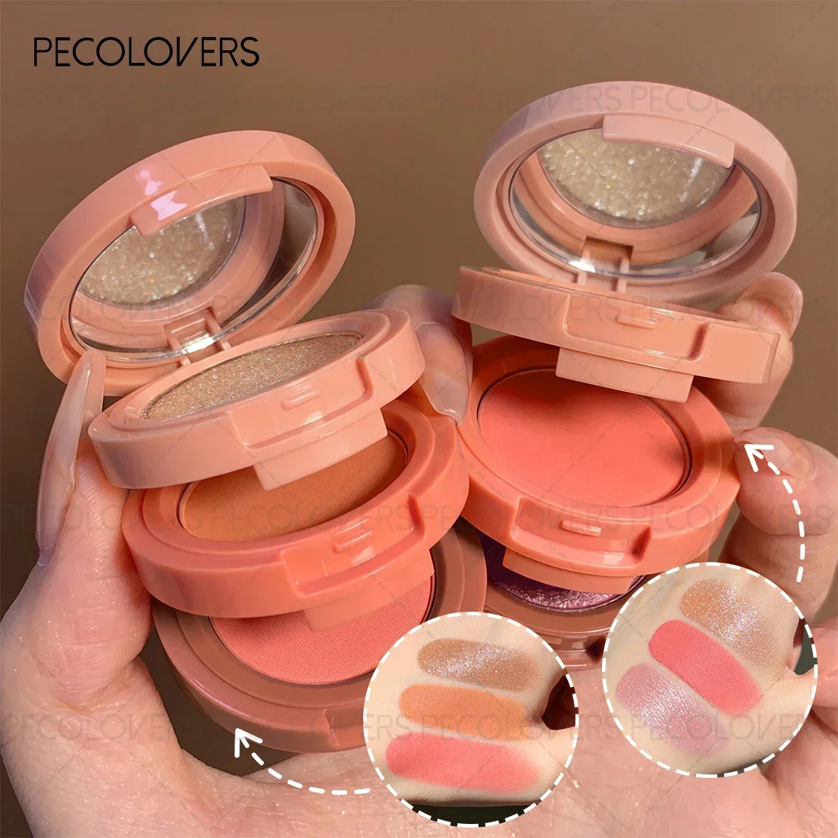 1PC Multi-layer Blush, Pearlescent Matte Finish, Can Be Used As Blush, Eye Shadow and Highlighter, Suitable for Beginners