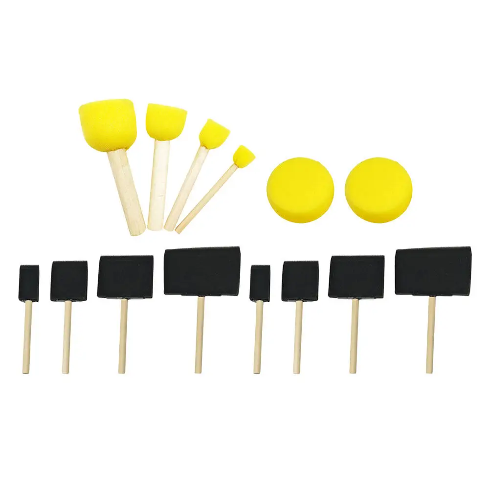 15Pcs Round Sponge Paint Brushes for Kids with Wooden Handles Soft Absorbent Tips for DIY Crafts Painting Fabric Wood Classroom