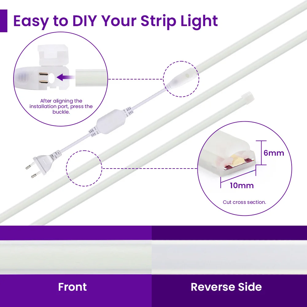 220v 5m 10m 20m 50m 100m cob led strip light regulável dimmer interruptor kit de alimentação 288led branco ra90 à prova dwaterproof água flex iluminação linear