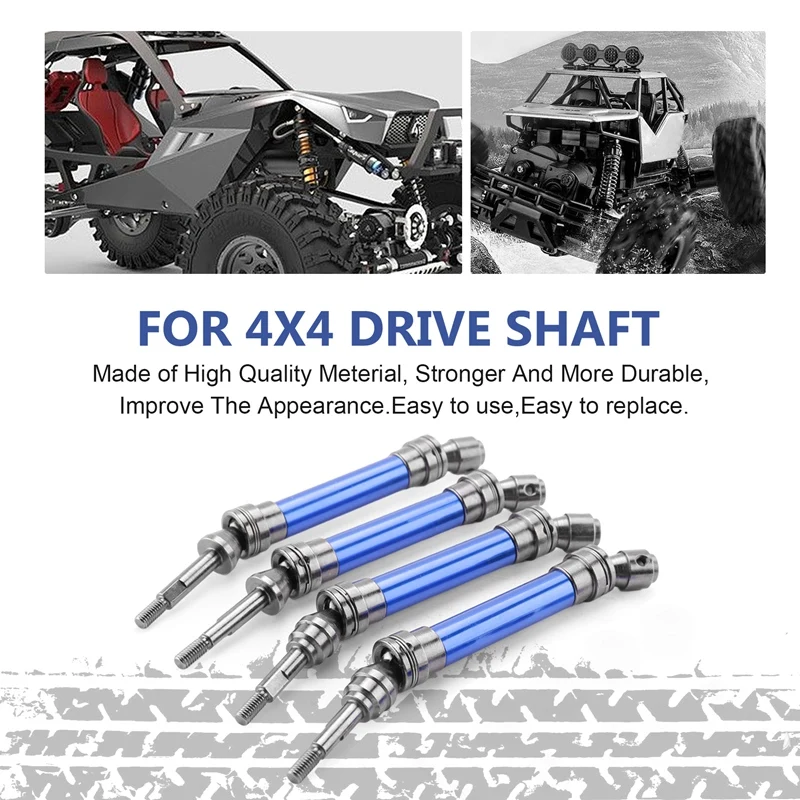 4 pezzi albero di trasmissione anteriore e posteriore in metallo CVD per 1/10 Traxxas Slash Rustler Stampede Hoss VXL 4 x4 RC parti di aggiornamento
