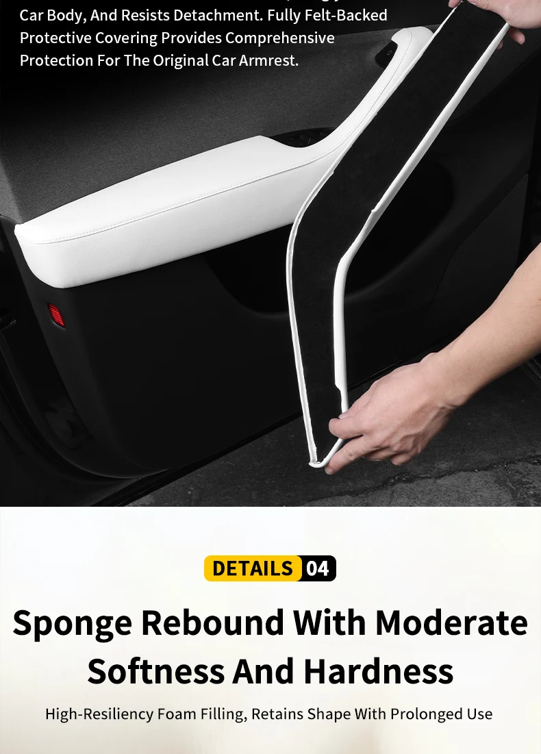 Originalfarbene Leder- und ABS-Türgriffschutzhülle für den Innenraum – Zubehör für Tesla Model 3 / Model Y / Model YL – Detail 10
