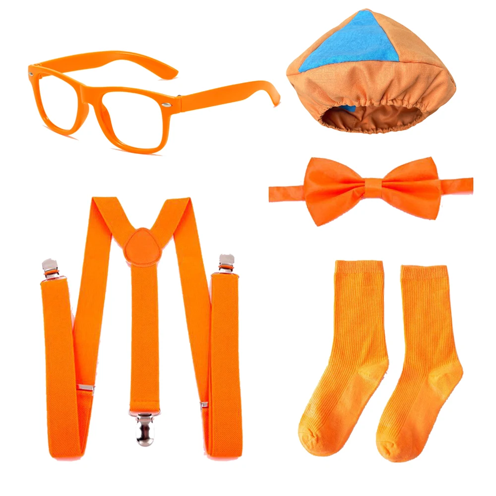 Blippiing Disguise English Engineer Cosplay Costume for Kids Orange Straps House Kit Set Party Dress Up Educational Accessories