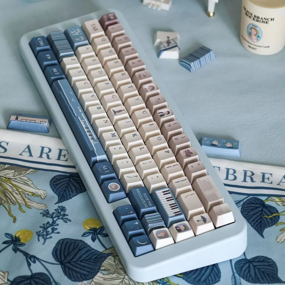 

Pianist Keycaps Original Height PBT Material Sublimation Simple, Elegant and Fresh Cross Keycaps