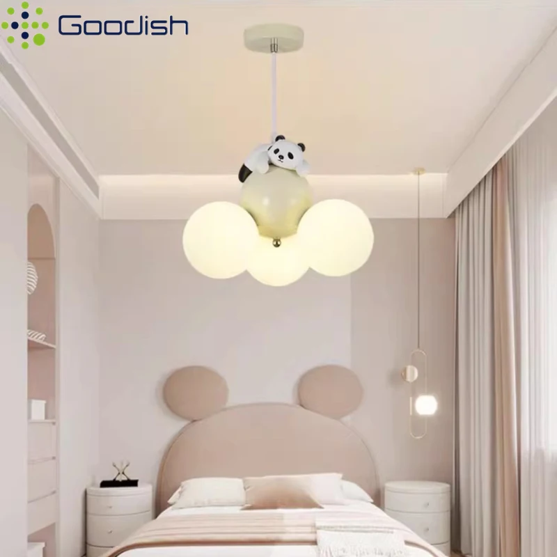 Mignon ours bulle boule lustre nordique pendentif LED lumières pour salon enfants fille chambre moderne décor à la maison lampe suspendue