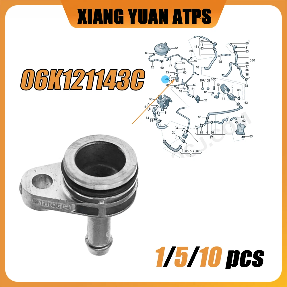 

06K121143C Coolant Engine Hose Flange Kit For VW Beetle Jetta Golf MK6 CC Tiguan Passat B8 Audi A1 A3 A4 Q3 Q5 06K121143A