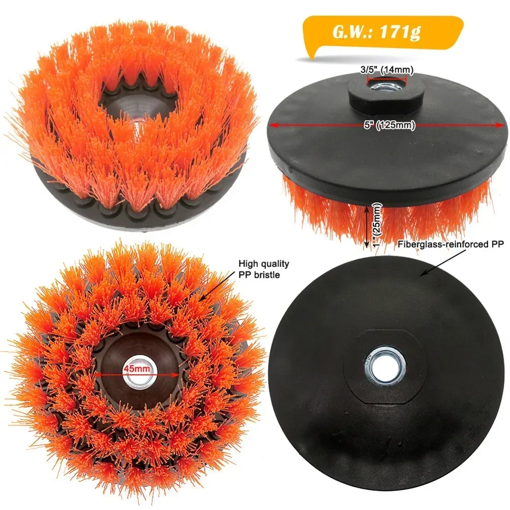 5in Electric Drill Soft Brush For Carpet Leather Upholstery Cleaning Attachment Round Cleaning For Carpet Glass Car Tires Nylon