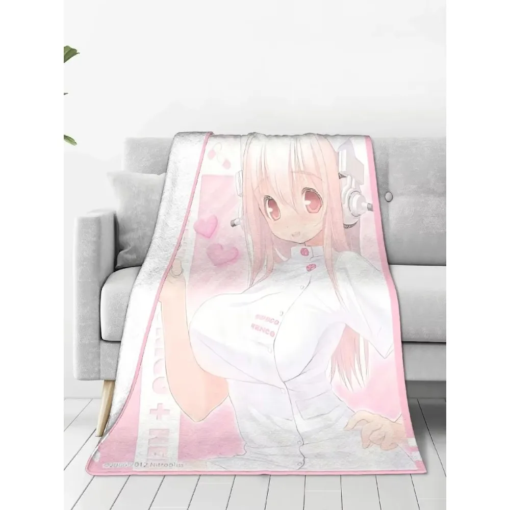 1pc Japanese Sonico Nurse Plush Blanket Super Soft Flannel Throw for Couch Chair Sofa Bed  Perfect Kids Gift Idea Knee Halloween