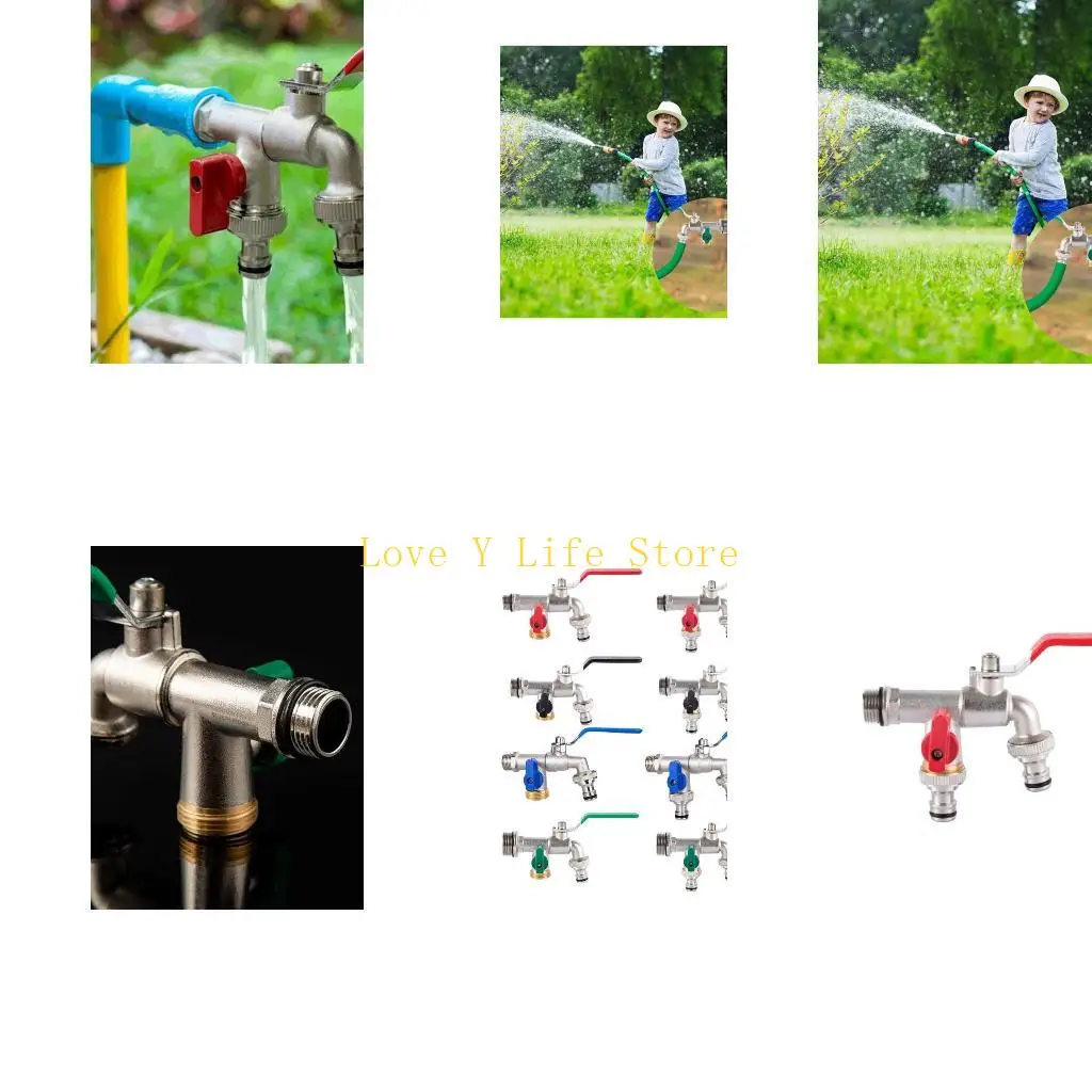 

L74C Практическая 3/4 -дюймовая двойная латунная нажатая на кране с ржавой ржавением. Включает 2 разъема шланга для сада и на
